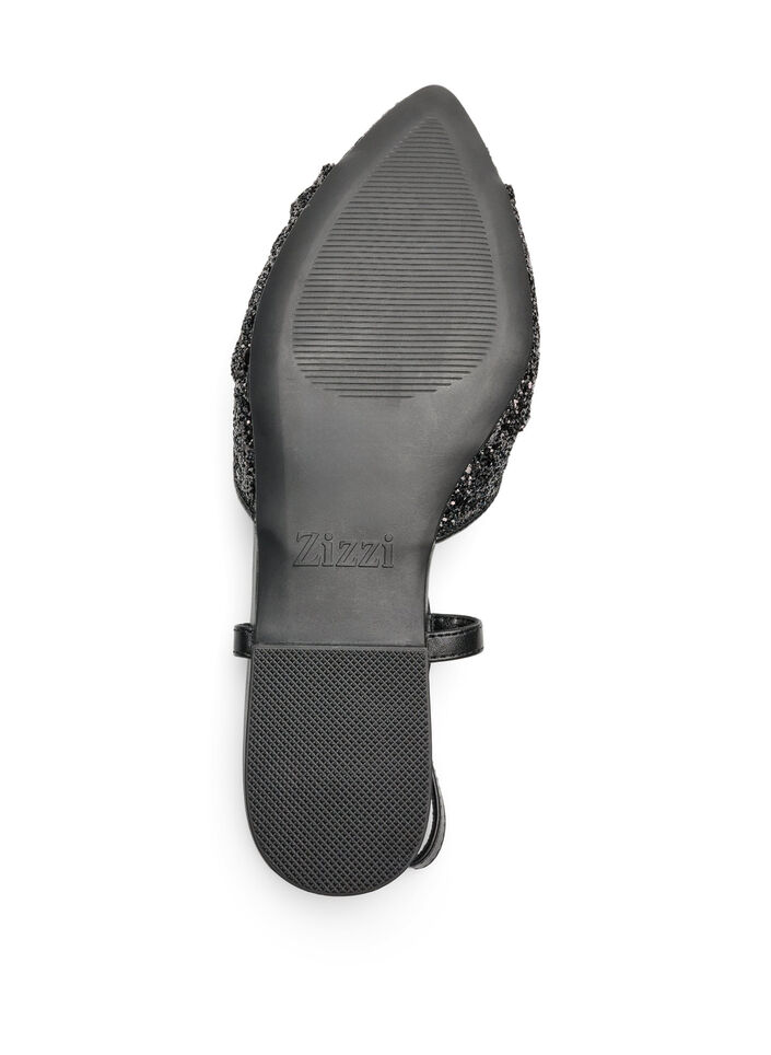 Glittrig slingback med rosett, Svart, Packshot image number 4