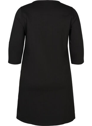 Sweatklänning i bomull med fickor och A-form, Black, Packshot image number 1