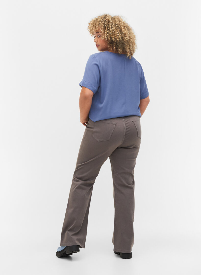 Utsvängda jeans med extra hög midja, Grå, Model image number 1