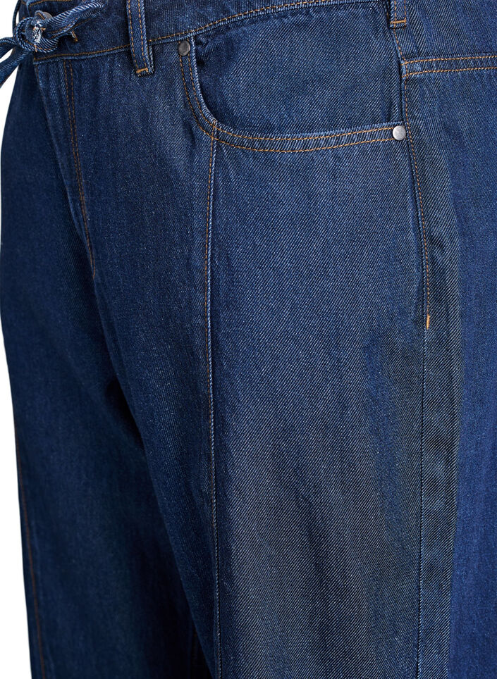 Vida jeans med knytsk&auml;rp och h&ouml;g midja, Bl&aring;, Packshot image number 2