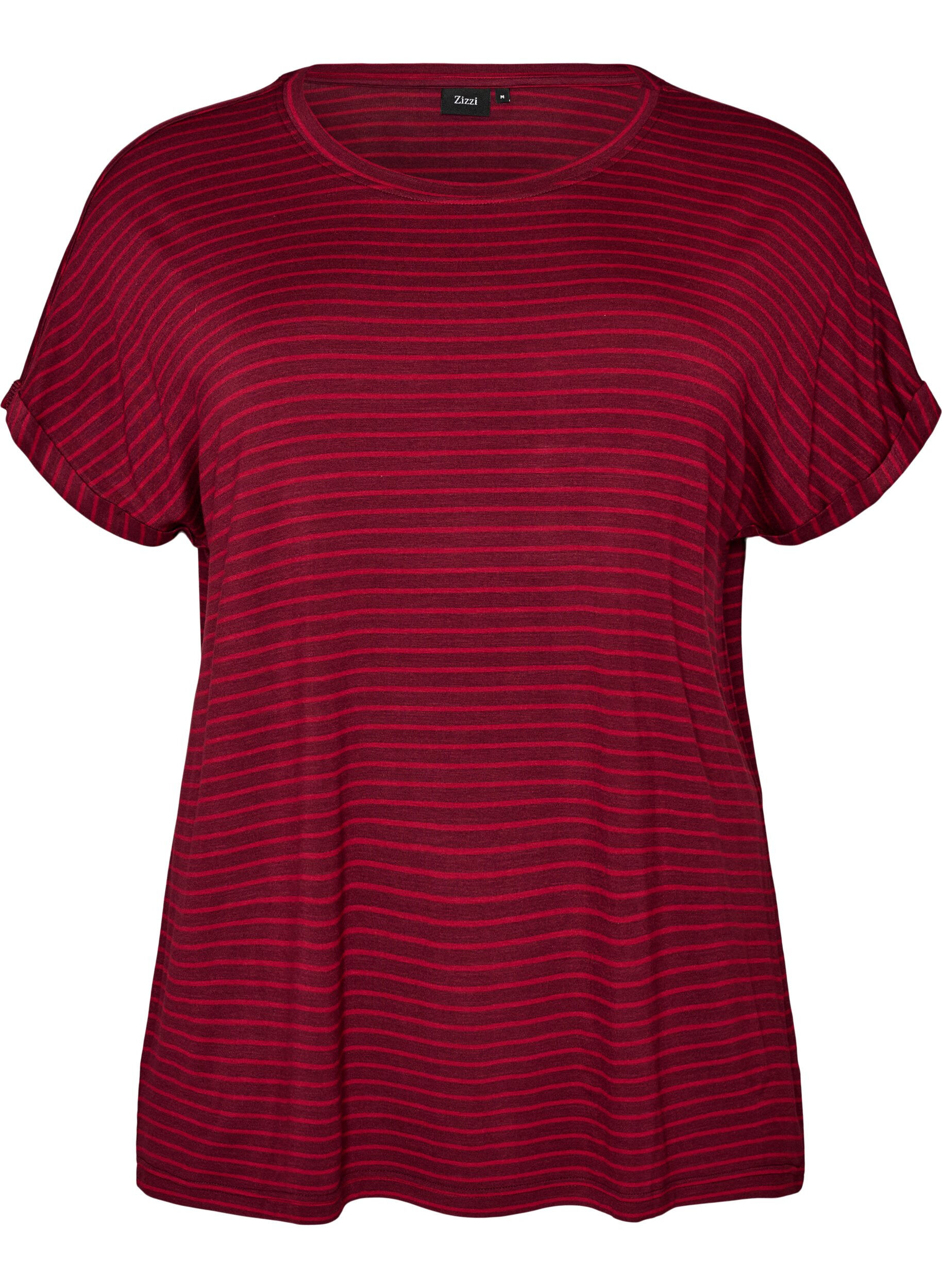ZizziRandig t-shirt i viskos med rund halsringning, R&ouml;d, Packshot image number 0