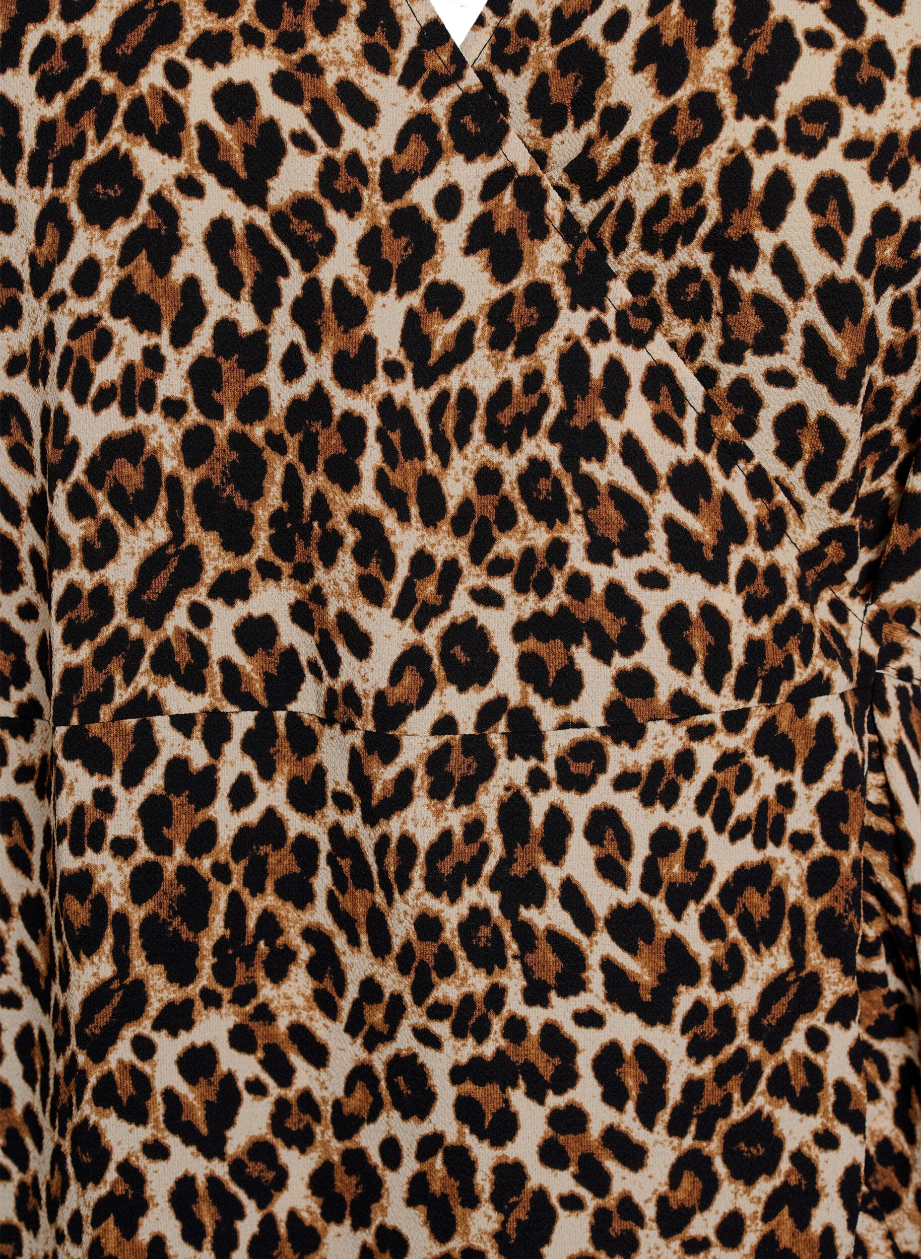 Zizzi M&ouml;nstrad omlottkl&auml;nning med korta &auml;rmar, Brun, Packshot image number 2