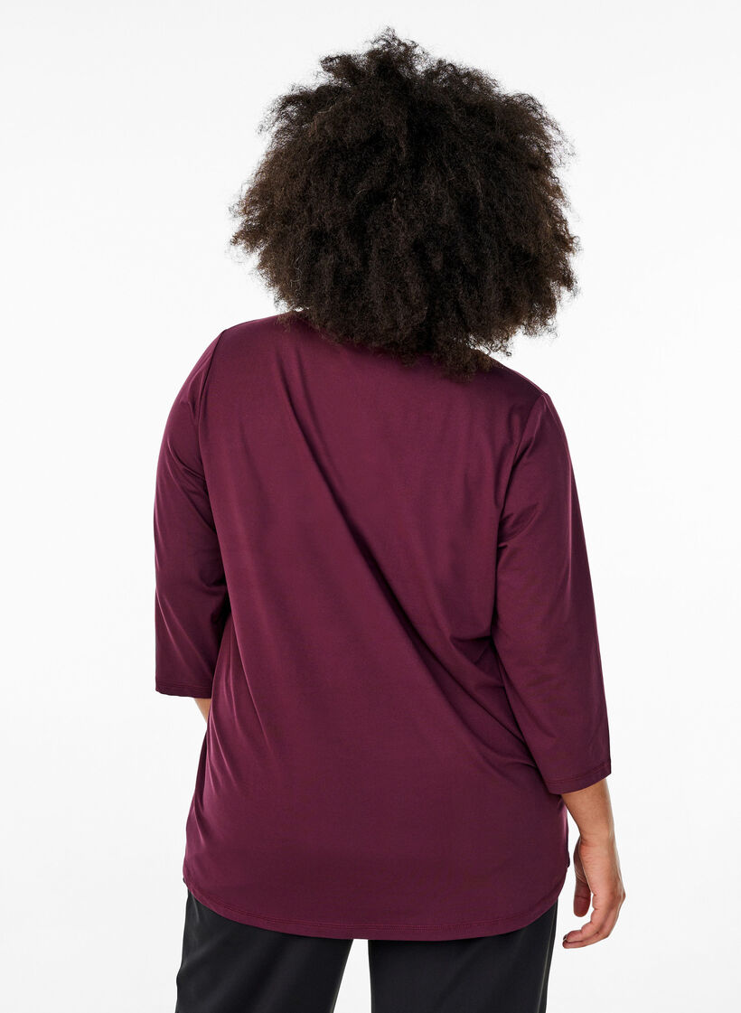 Tr&auml;ningsblus med trekvarts&auml;rm, R&ouml;d, Model image number 2
