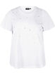 T-shirt i bomull med strasstenar, Bright White, Packshot image number 0