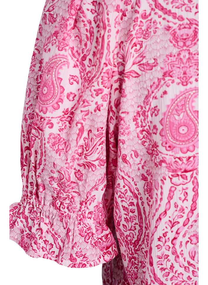 Blus i viskos med paisleym&ouml;nster och fyrkantig halsringning, Rosa, Packshot image number 3