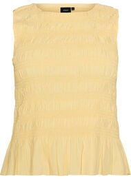 Smocktopp med b&aring;tringning och peplum, Gul