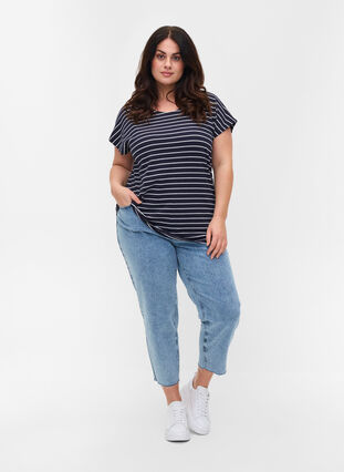 Randig t-shirt i bomull, Blue Stripe, Model image number 3