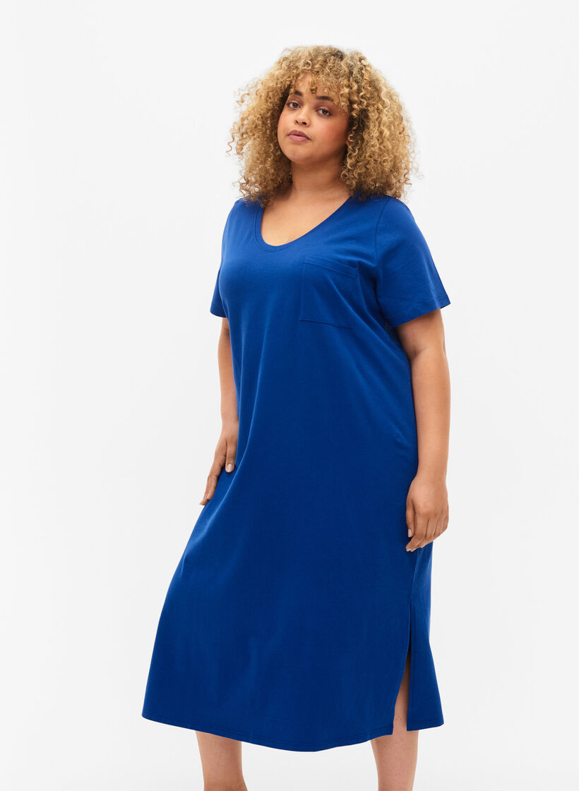 Kortärmad bomullsklänning med slits, Surf the web, Model image number 2