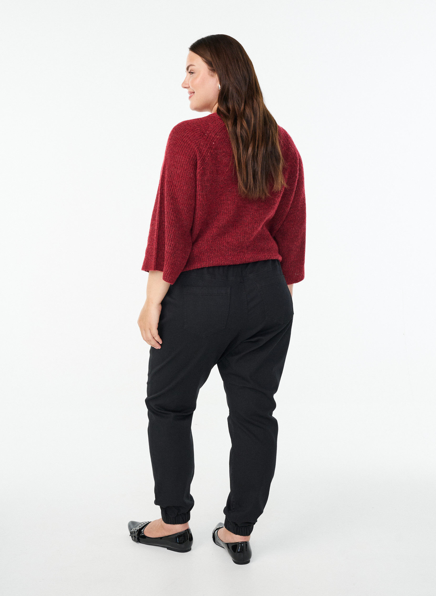 Zizzi Joggingbyxor i denim med fickor, Svart, Model image number 1