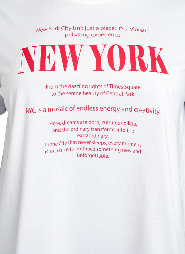 T-shirt i bomull med texttryck och rund halsringning, Vit, Packshot image number 2