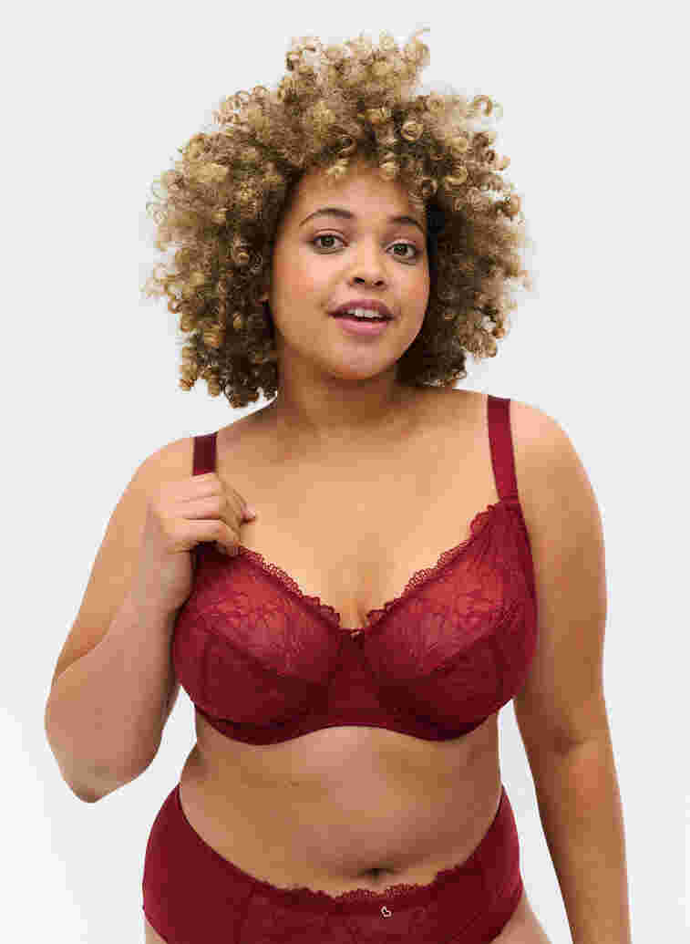 Emma spets-bh med bygel, Rhubarb, Model image number 0