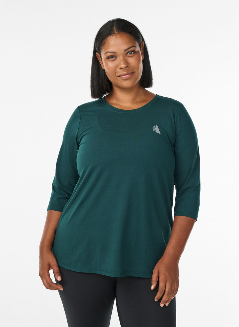 Tr&auml;ningsblus med trekvarts&auml;rm, Gr&ouml;n, Model image number 0