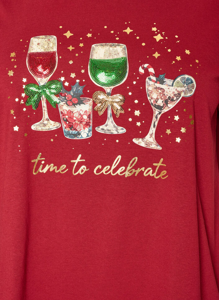 Jul-t-shirt i ekologisk bomull, R&ouml;d, Packshot image number 2
