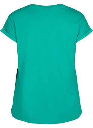 Kortärmad t-shirt i bomullsmix, Emerald Green, Packshot image number 1