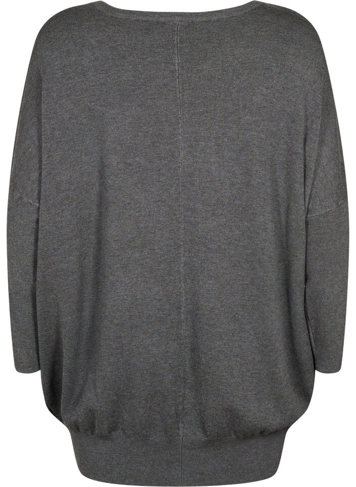 Stickad tunika i viskosblandning, Dark Grey Melange, Packshot image number 1
