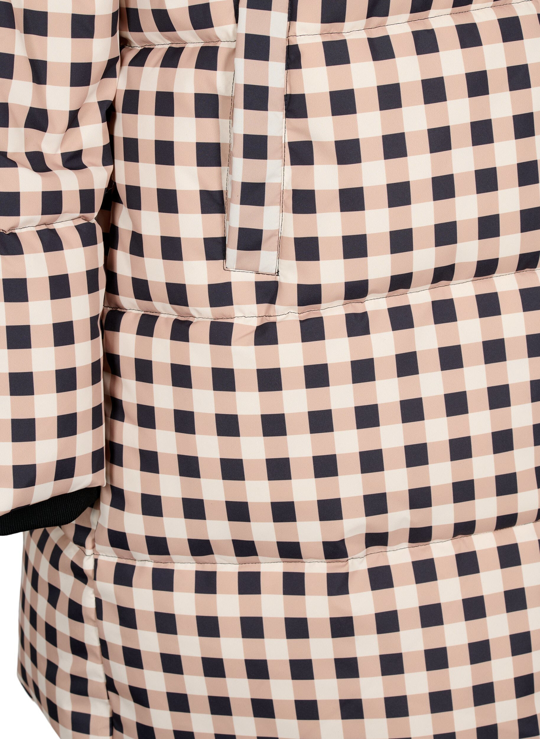 Zizzi Rutig puffer vinterjacka, Black w. Nomad Check, Packshot image number 3