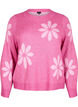 Stickad blus med blommor, Raspberry Rose Comb, Packshot image number 0