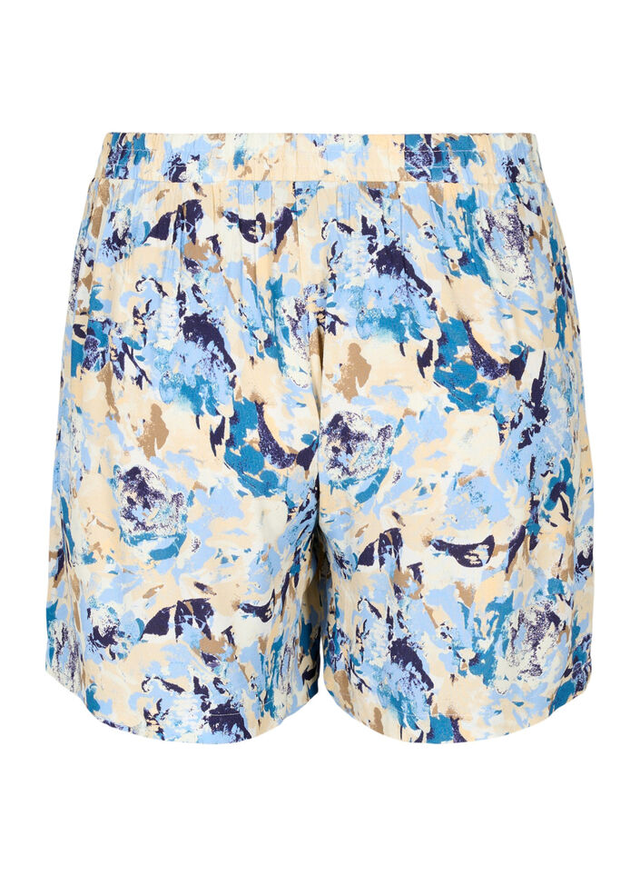 Löst sittande shorts i viskos, Blue Graphic AOP, Packshot image number 1
