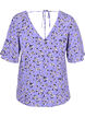 Blommig viskosblus med snördetalj, Lilac Flower Print, Packshot image number 1