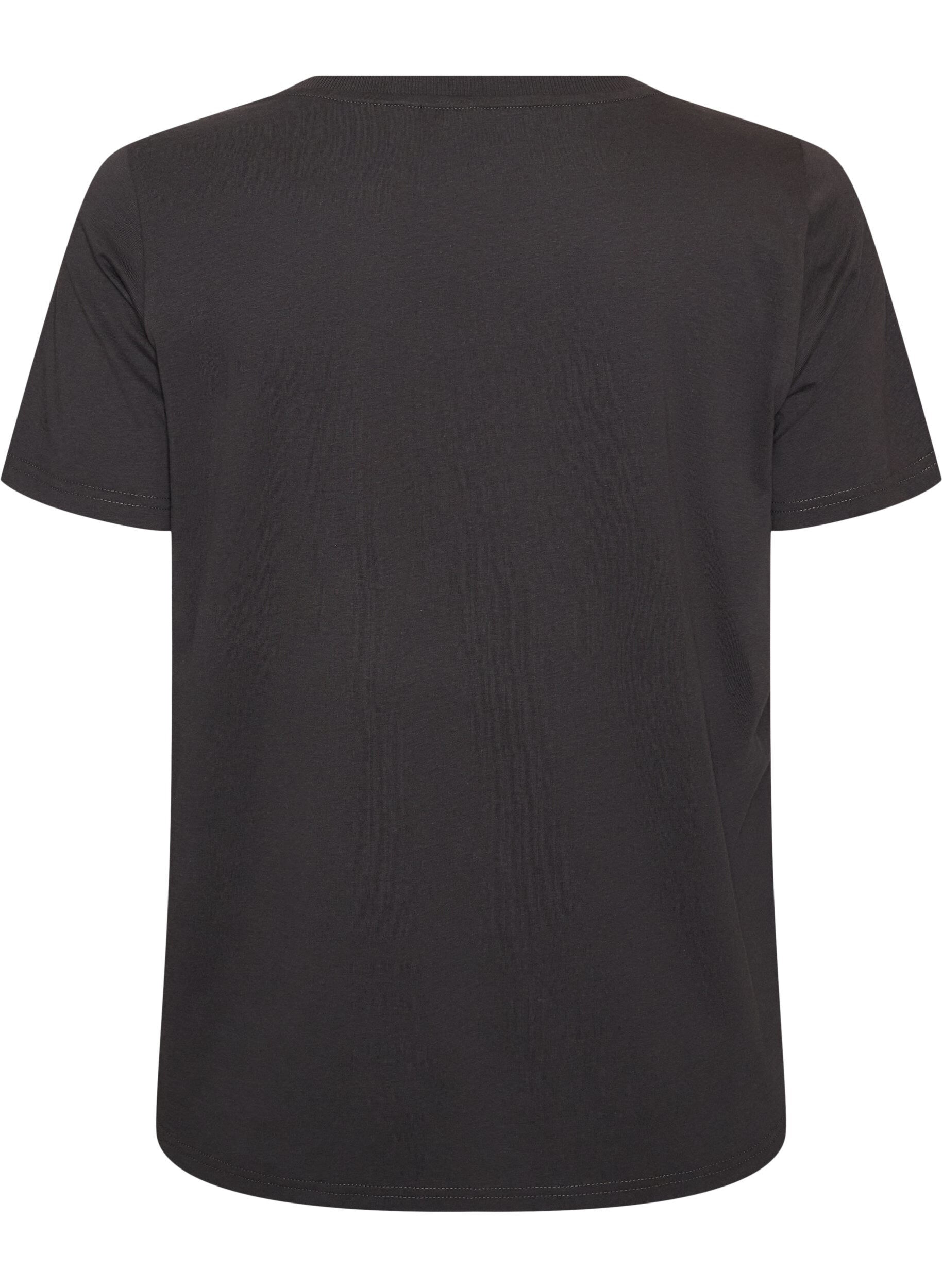 ZizziT-shirt i bomull med tryck framtill, Gr&aring;, Packshot image number 1