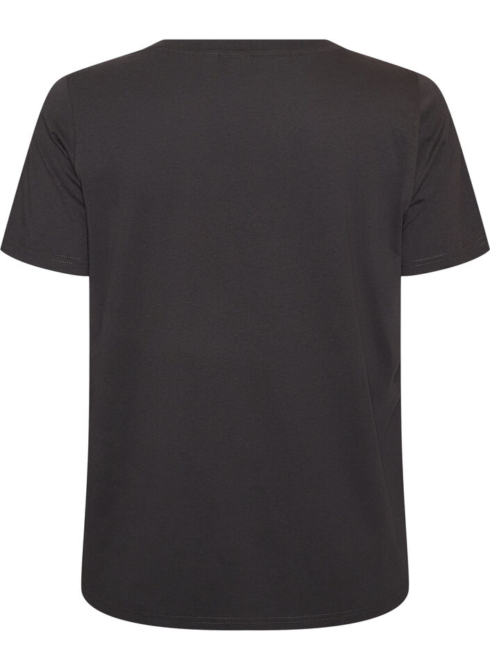T-shirt i bomull med tryck framtill, Gr&aring;, Packshot image number 1