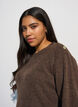 Stickad blus med knappdetalj, Brun, Model image number 3