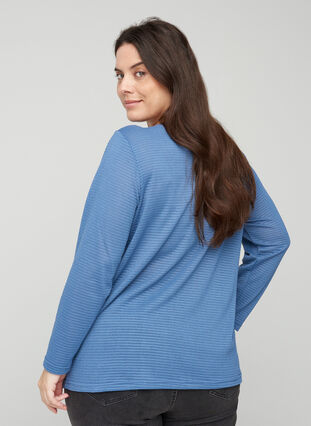 Långärmad tröja med rund halsringning, Bijou Blue, Model image number 1