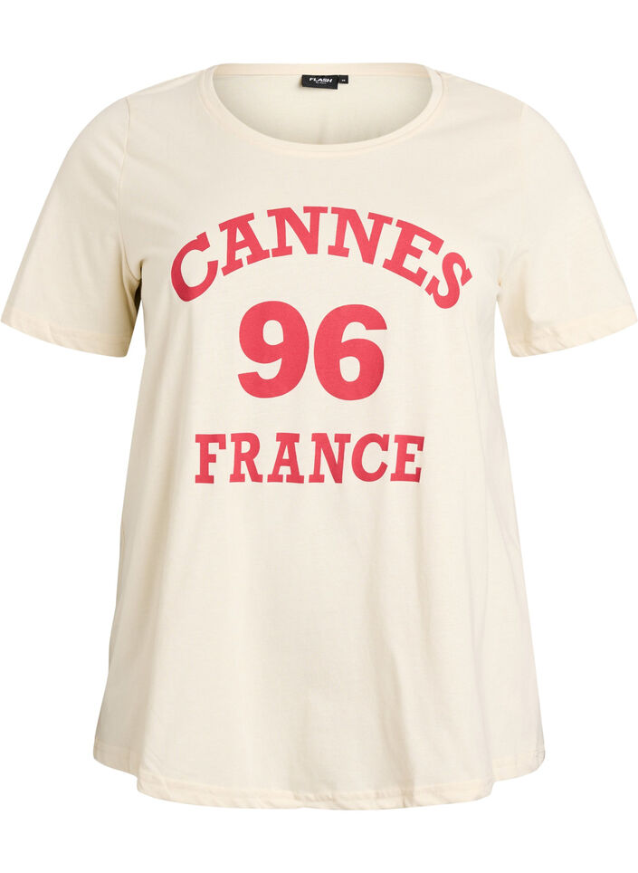 T-shirt med tryck, Vanilla, Packshot image number 0