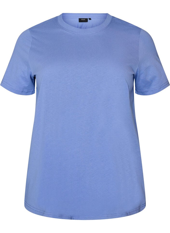 Enkel t-shirt i bomull med rund halsringning, Lila, Packshot image number 0