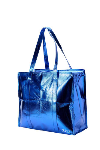 Shoppingsväska med dragkedja, Blue Metallic, Packshot image number 0