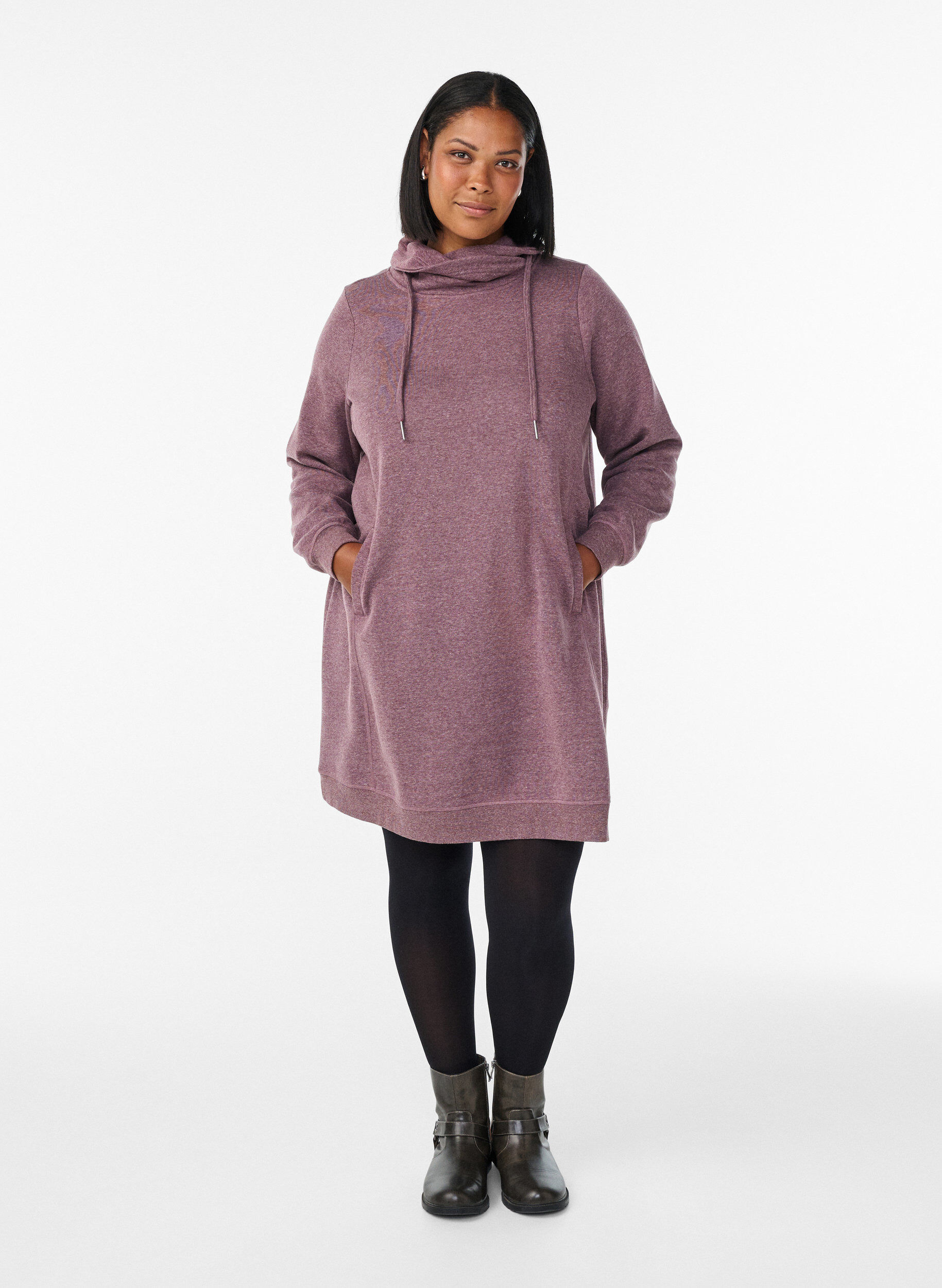 ZizziKort sweatshirtkl&auml;nning med h&ouml;g krage och fickor, R&ouml;d, Model image number 1