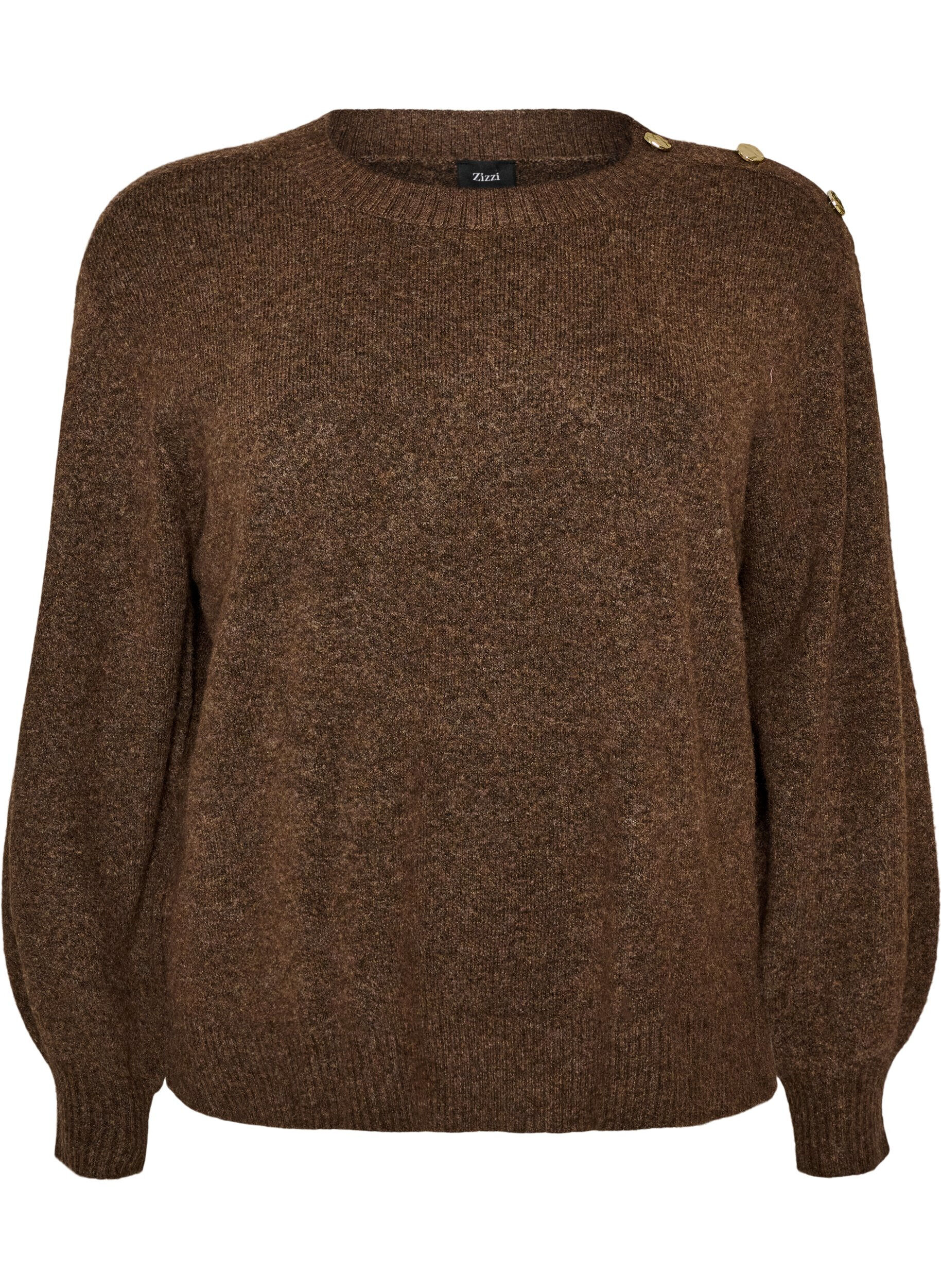 Stickad blus med knappdetalj