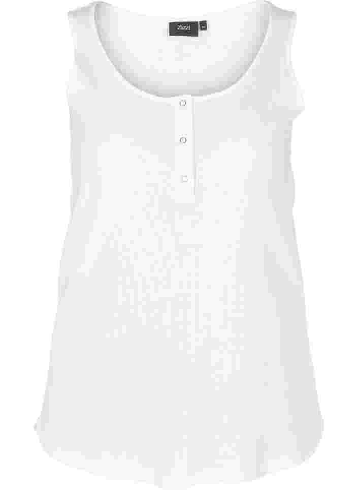 Ribbad topp med rund halsringning, Bright White, Packshot image number 0
