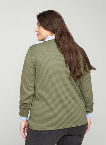 Långärmad tröja med rund halsringning, Deep Lichen Green, Model image number 1