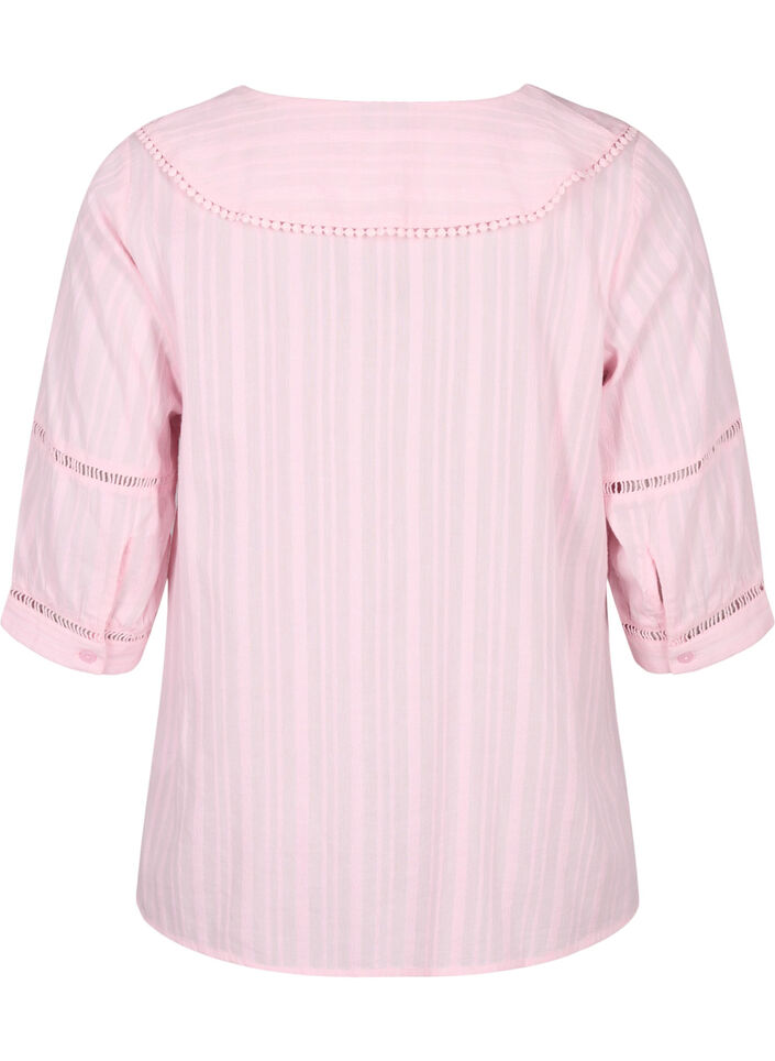 Blus med 3/4 ärmar och spets, Almond Blossom, Packshot image number 1