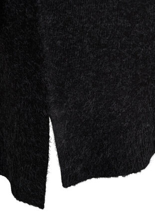 Stickad klänning med slits, Dark Grey Melange, Packshot image number 3