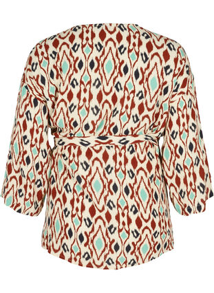 Kimono i viskos med knytband, Angora AOP, Packshot image number 1