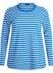 Randig blus med l&aring;nga &auml;rmar, Bl&aring;, Packshot image number 0