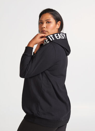 Sweatshirt med huva, Black, Model image number 1