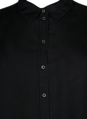 Lång skjorta i 100% lyocell (TENCEL™) med 3/4-ärmar, Black, Packshot image number 2