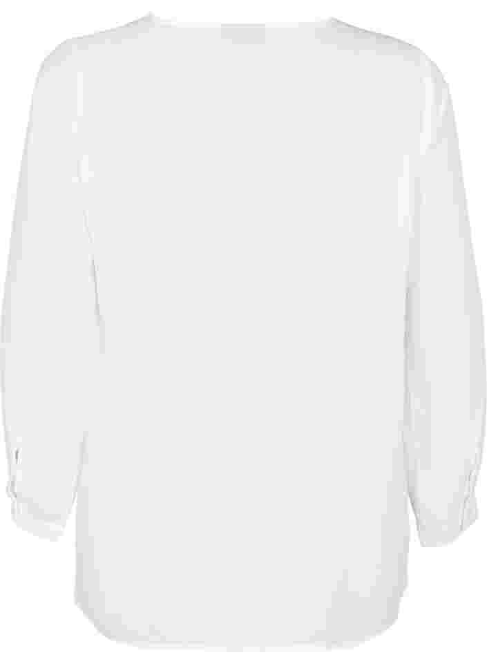 Enfärgad skjorta med V-ringning, Bright White, Packshot image number 1