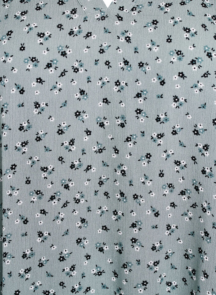 Tunika i blommigt print med 3/4-ärmar, Grön, Packshot image number 2