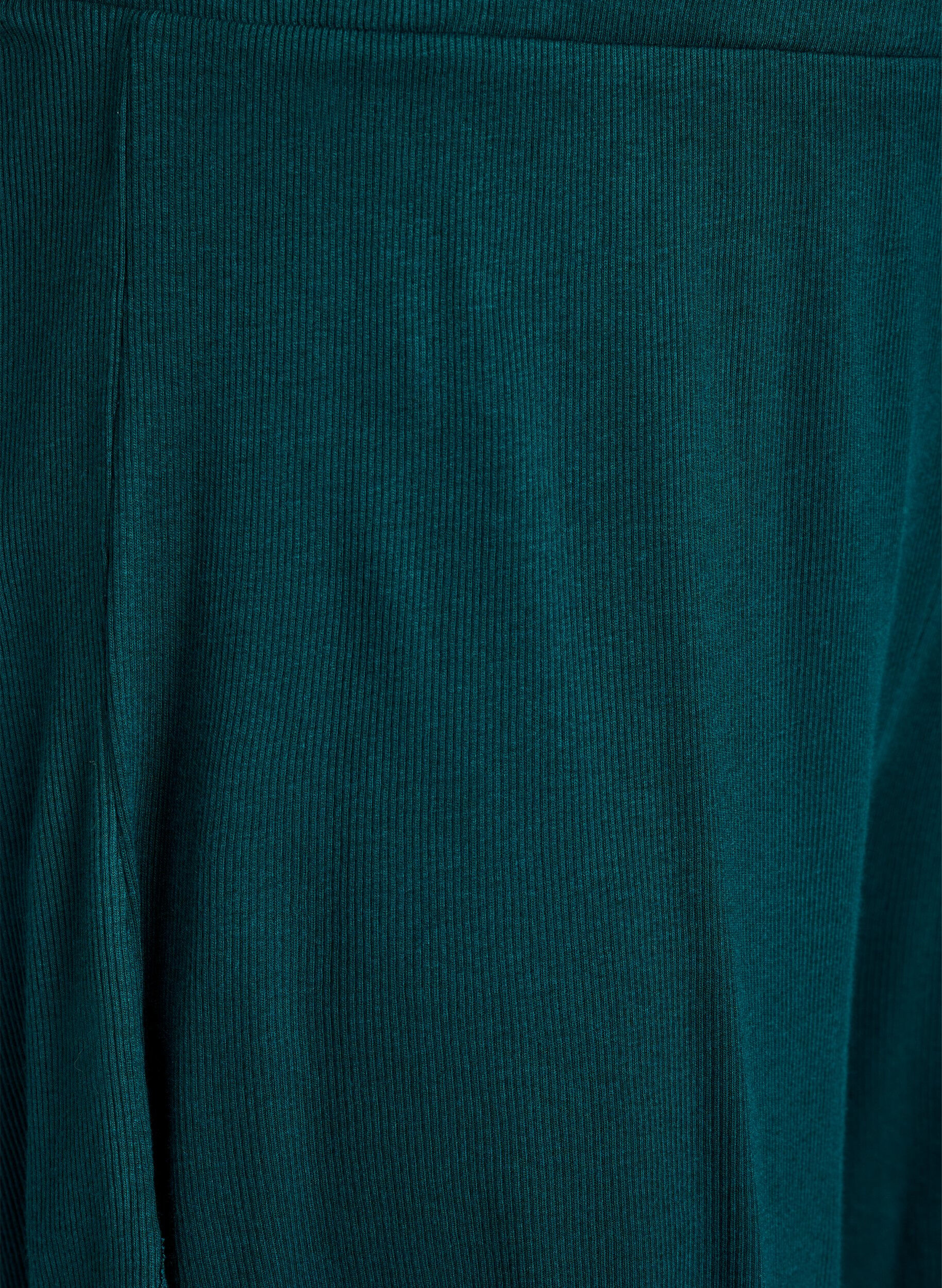 Zizzi L&ouml;sa nattshorts med ribbstickad textur och spetskant, Gr&ouml;n, Packshot image number 2