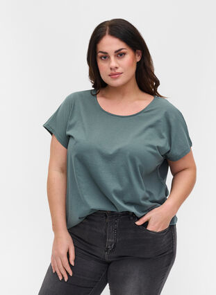 T-shirt i bomullsmix, Balsam Green, Model image number 0