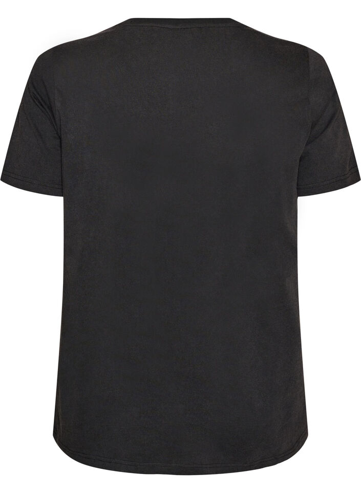 T-shirt i ekologisk bomull med tryck, Svart, Packshot image number 1