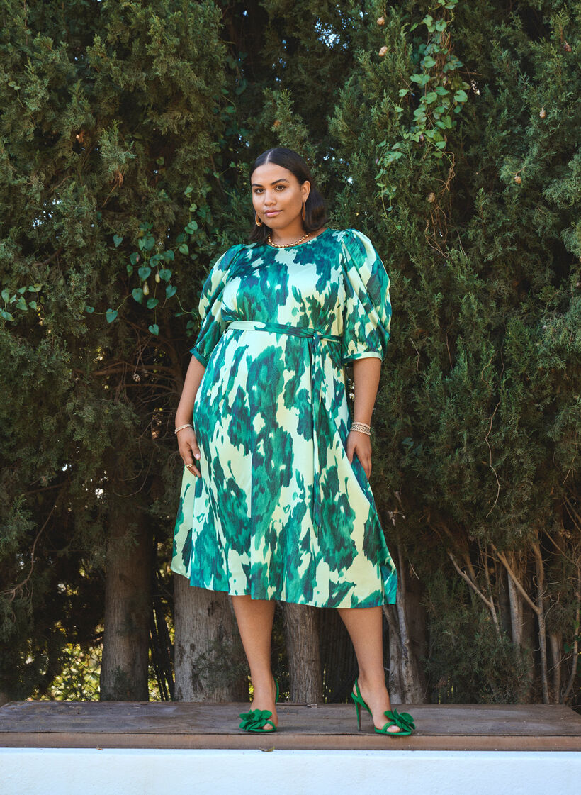 Kort&auml;rmad festkl&auml;nning med knytsk&auml;rp, Gr&ouml;n, Image image number 0