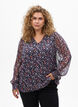 Blus med blomm&ouml;nster och glittertr&aring;d, Bl&aring;, Model image number 0
