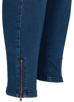 Cropped Amy Jeans med hög midja och dragkedja, Dark blue denim, Packshot image number 3