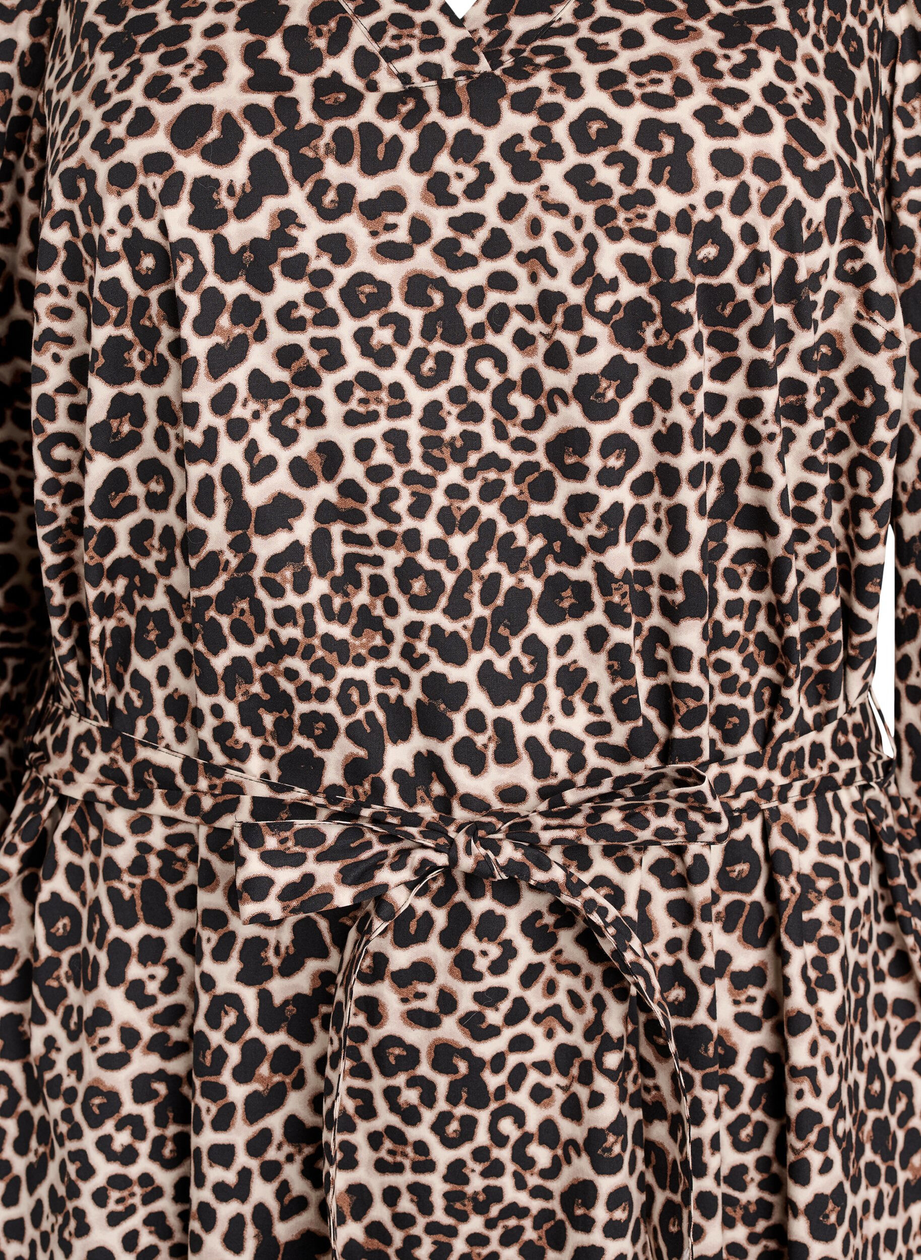 Zizzi Kl&auml;nning i ekologisk bomull med knytsk&auml;rp, Brun, Packshot image number 2