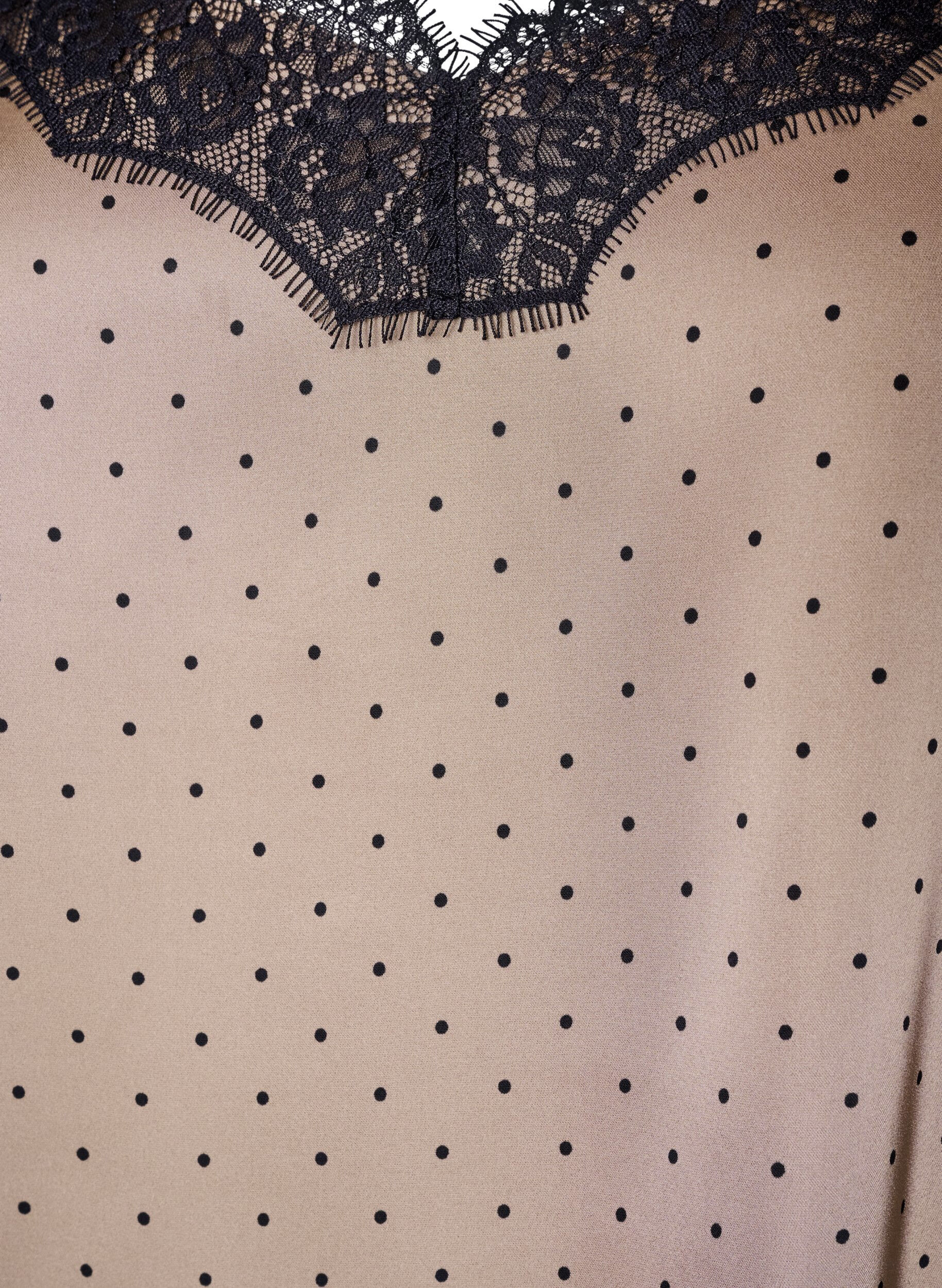 ZizziLinne med spets och asymmetrisk nederkant, Beige, Packshot image number 2